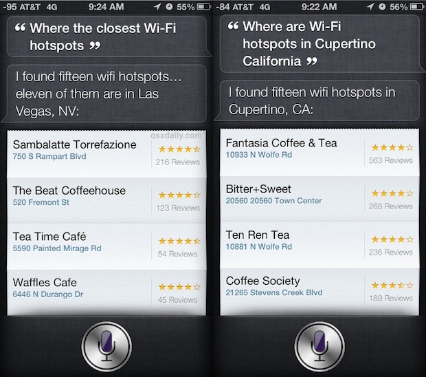 Use Siri to find hotspot