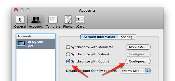 Sync Mac Address book with Google