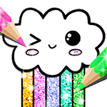 Kawaii Coloring Book Glitter Icon